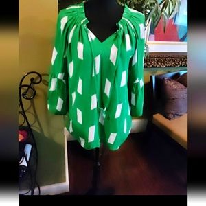 Green women's long sleeve blouse